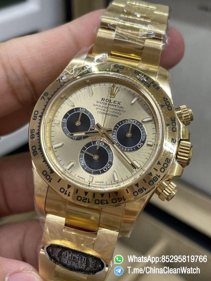 Clean Factory Daytona 126508 18K Yellow Gold Plated on Case Bracelet Yellow Gold Dial with Black Sub Dial SH4131 Movement 04