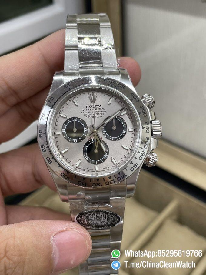 Clean Factory Daytona 126509 18K White Gold Plated on Case Bracelet Grey Dial with Black Sub Dial SH4131 Movement 01