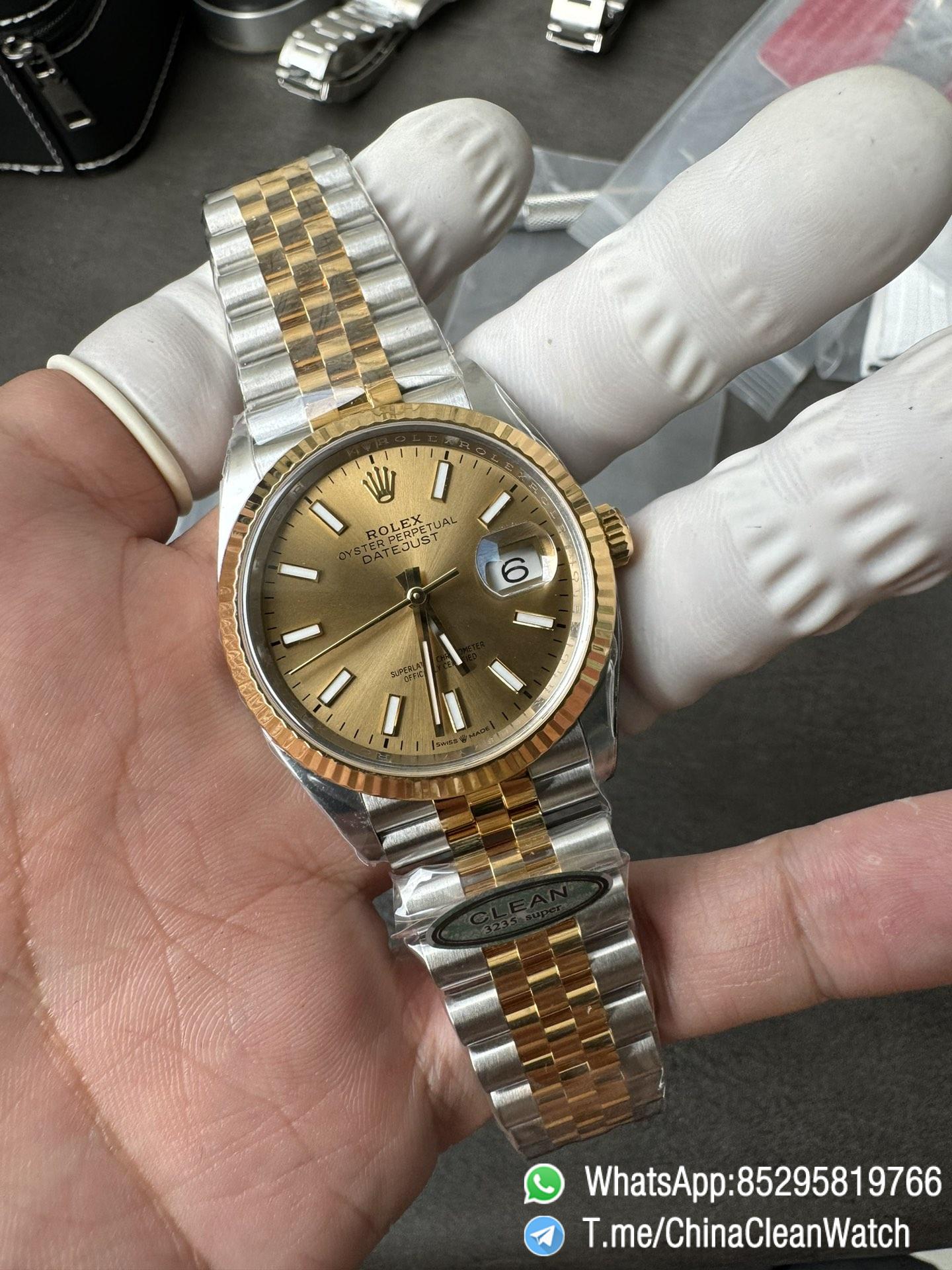 Clean Factory Rolex Datejust 36mm 126233 Yellow Gold Dial with Stick Markers Two Tone Yellow Gold Oystersteel Strap 03 Clean Factory Rolex Datejust 36mm 126233 Yellow Gold Dial with Stick Markers Two Tone Yellow Gold Oystersteel Strap 03