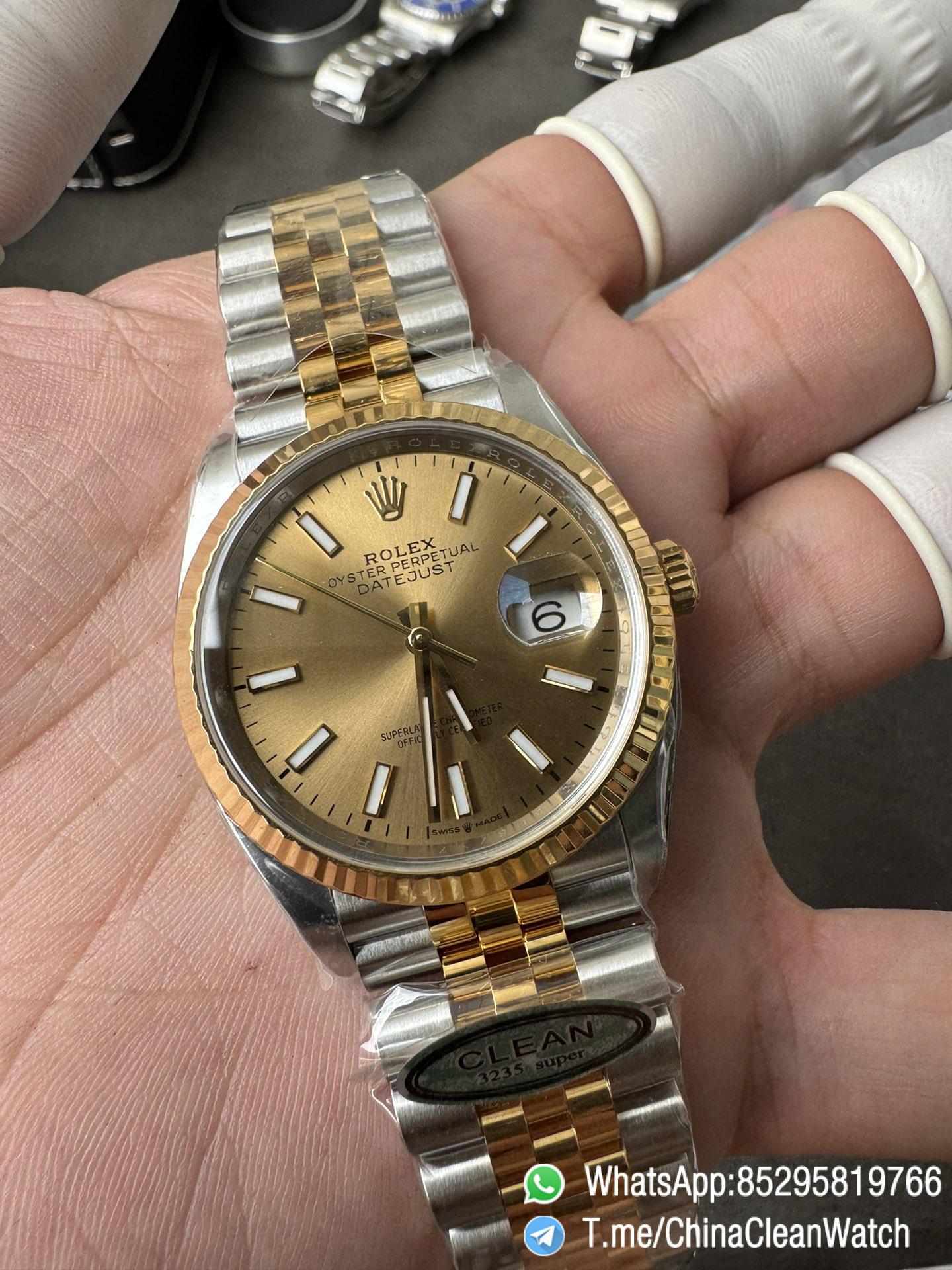 Clean Factory Rolex Datejust 36mm 126233 Yellow Gold Dial with Stick Markers Two Tone Yellow Gold Oystersteel Strap 05 Clean Factory Rolex Datejust 36mm 126233 Yellow Gold Dial with Stick Markers Two Tone Yellow Gold Oystersteel Strap 05