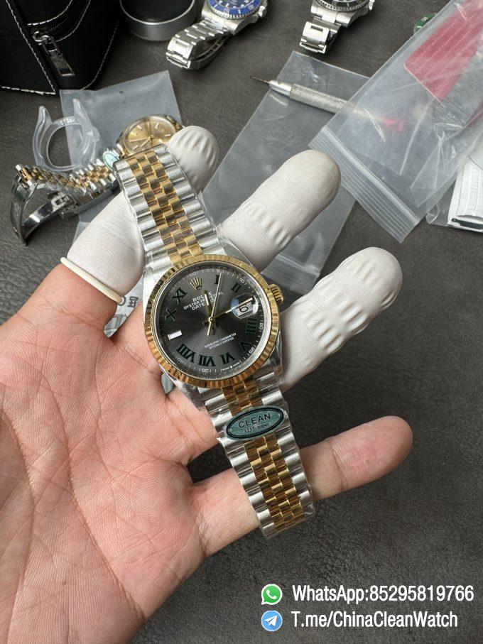 Clean Factory Rolex Datejust Wimbledon 36mm 126233 Grey Dial with Roma Markers Two Tone Yellow Gold Oystersteel Bracelet 11