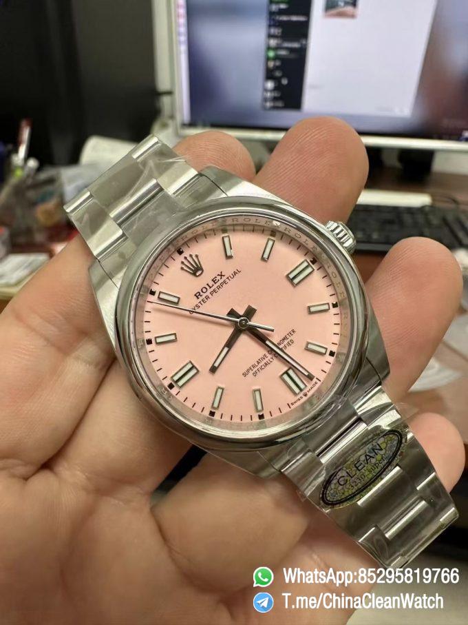 Clean Factory Watches Oyster Perpetual 124300 CF OP 41mm 904L Steel Pink Dial VR3230 Movement 02