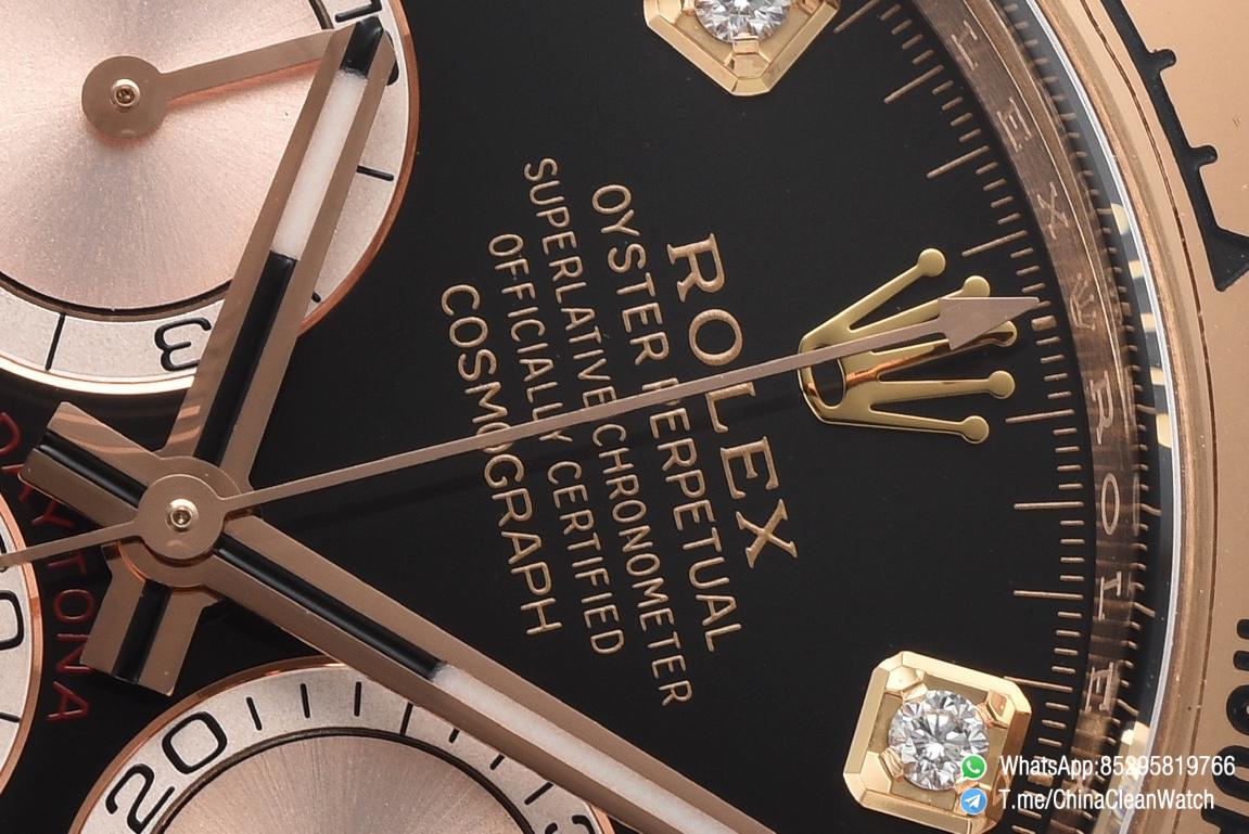 Clean Factory Daytona 126505 Rose Gold Case Bracelet Bright Black and Sundust Set with Diamonds Dial SH4131 Movement 04 Clean Factory Daytona 126505 Rose Gold Case Bracelet Bright Black and Sundust Set with Diamonds Dial SH4131 Movement 04