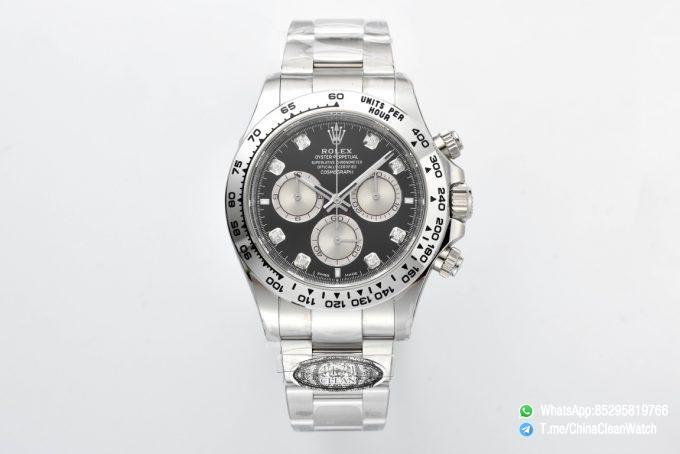 Clean Factory Daytona 126509 Black and Steel Set with Diamonds Dial Oystersteel Bracelet SH4131 Movement 01