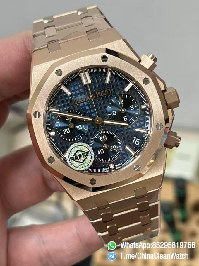 APS Factory SuperClone AP Royal Oak Chrono 26240 Blue Dial Rose Gold Super Clone 4401 Movement 04