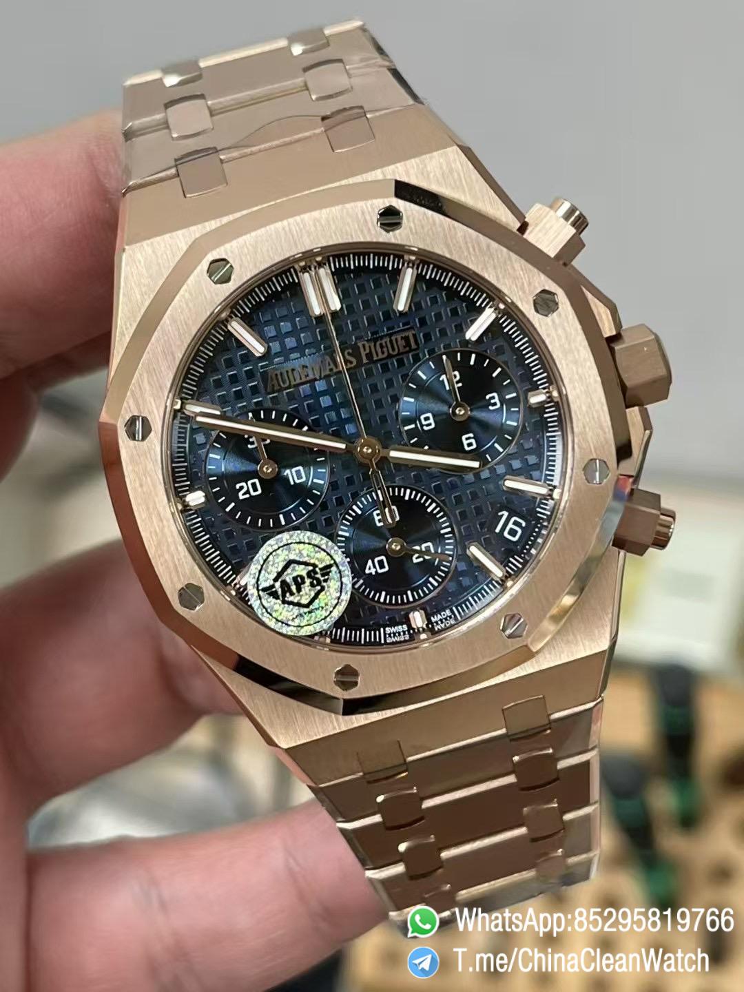 APS Factory SuperClone AP Royal Oak Chrono 26240 Blue Dial Rose Gold Super Clone 4401 Movement 04 APS Factory SuperClone AP Royal Oak Chrono 26240 Blue Dial Rose Gold Super Clone 4401 Movement 04