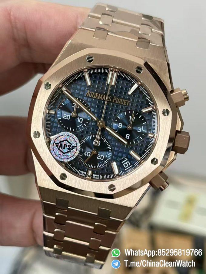 APS Factory SuperClone AP Royal Oak Chrono 26240 Blue Dial Rose Gold Super Clone 4401 Movement 05