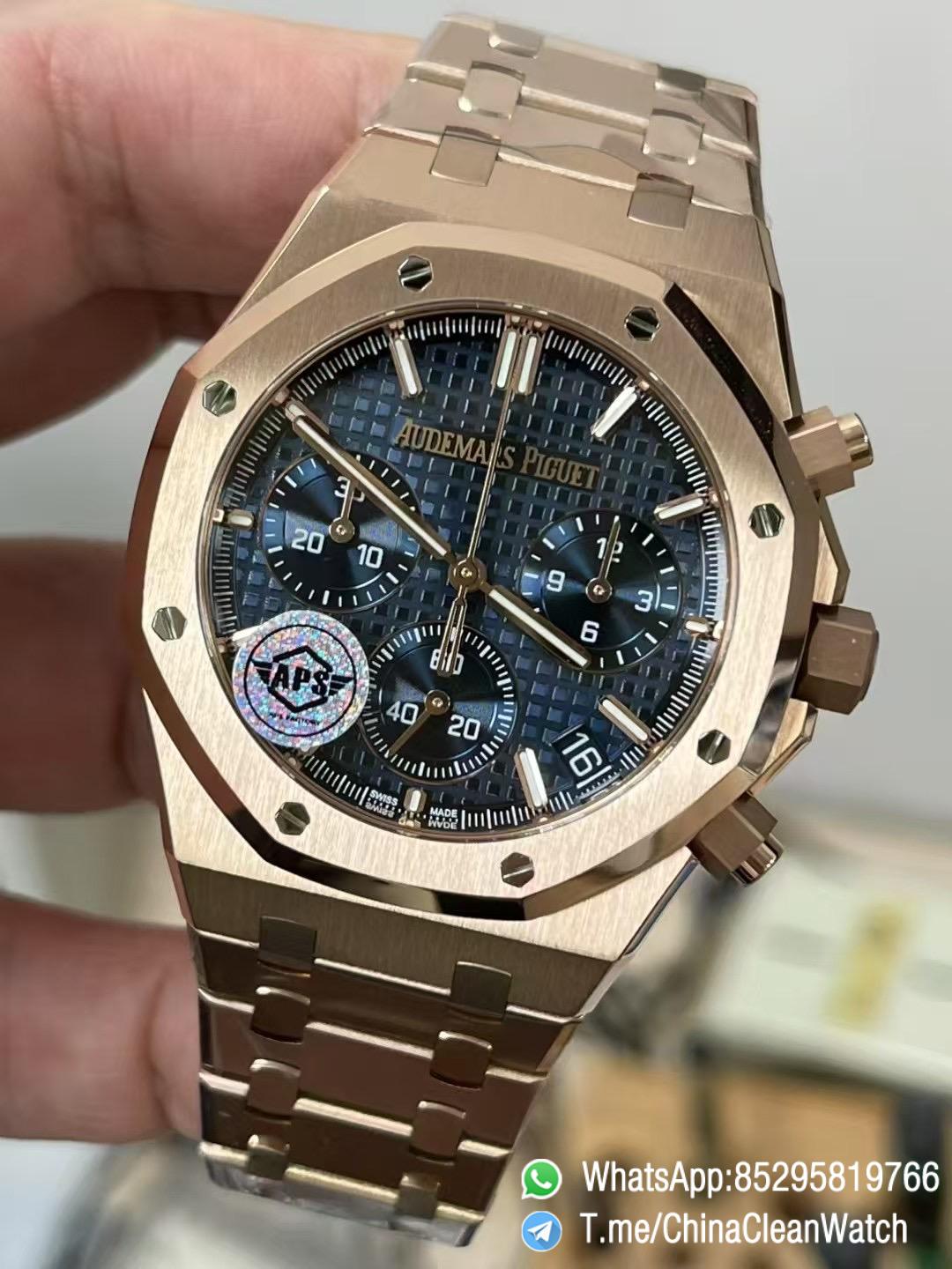 APS Factory SuperClone AP Royal Oak Chrono 26240 Blue Dial Rose Gold Super Clone 4401 Movement 05 APS Factory SuperClone AP Royal Oak Chrono 26240 Blue Dial Rose Gold Super Clone 4401 Movement 05