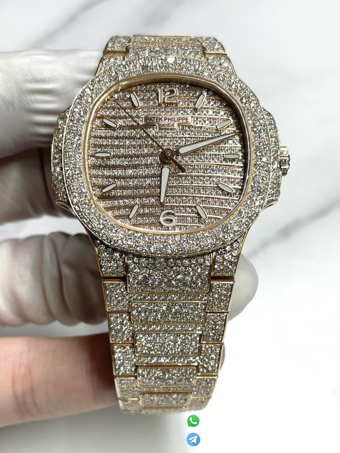 CNC Premium Patek Philippe Nautilus 7118 Ice Out Coating Lab Diamonds on Rose Gold Case with Genuine 324 Movement 01 CNC Premium Patek Philippe Nautilus 7118 Ice Out Coating Lab Diamonds on Rose Gold Case with Genuine 324 Movement 01