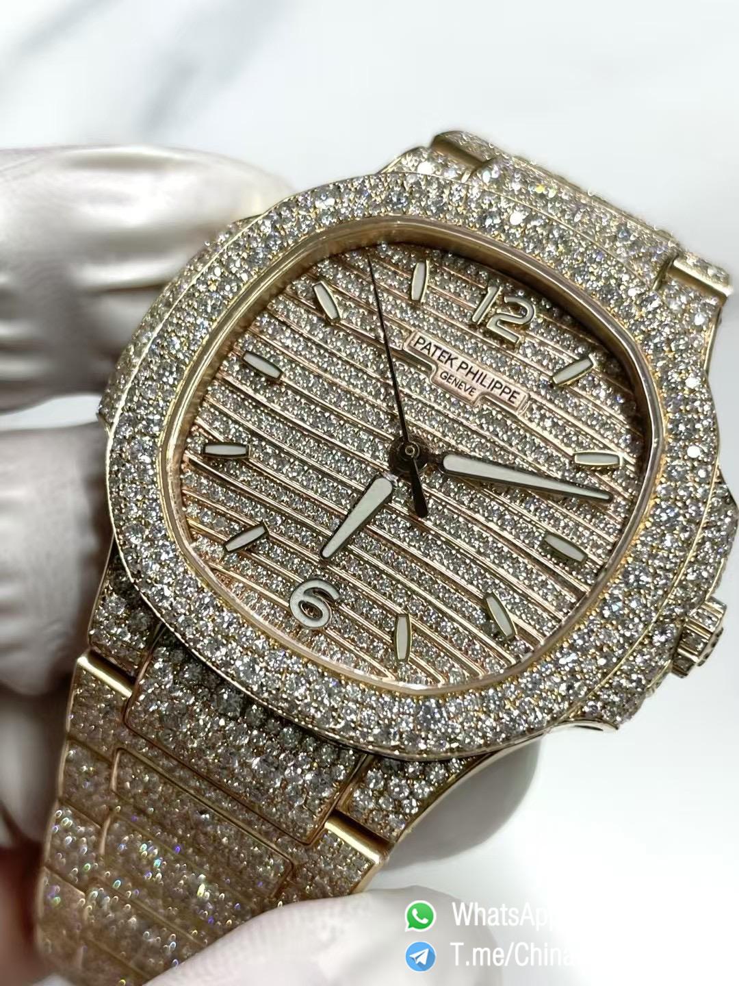 CNC Premium Patek Philippe Nautilus 7118 Ice Out Coating Lab Diamonds on Rose Gold Case with Genuine 324 Movement 02 CNC Premium Patek Philippe Nautilus 7118 Ice Out Coating Lab Diamonds on Rose Gold Case with Genuine 324 Movement 02