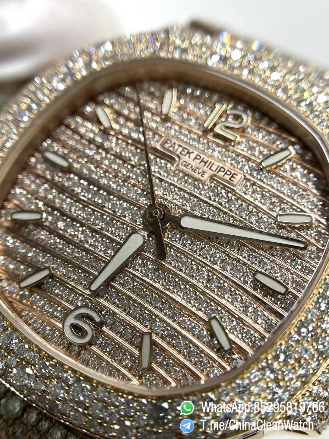 CNC Premium Patek Philippe Nautilus 7118 Ice Out Coating Lab Diamonds on Rose Gold Case with Genuine 324 Movement 05 CNC Premium Patek Philippe Nautilus 7118 Ice Out Coating Lab Diamonds on Rose Gold Case with Genuine 324 Movement 05
