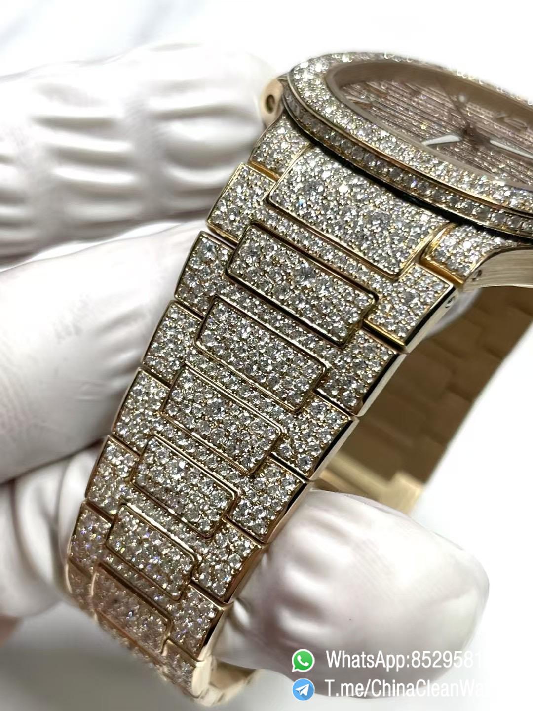 CNC Premium Patek Philippe Nautilus 7118 Ice Out Coating Lab Diamonds on Rose Gold Case with Genuine 324 Movement 06 CNC Premium Patek Philippe Nautilus 7118 Ice Out Coating Lab Diamonds on Rose Gold Case with Genuine 324 Movement 06