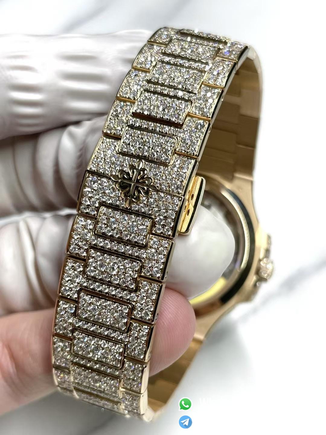 CNC Premium Patek Philippe Nautilus 7118 Ice Out Coating Lab Diamonds on Rose Gold Case with Genuine 324 Movement 07 CNC Premium Patek Philippe Nautilus 7118 Ice Out Coating Lab Diamonds on Rose Gold Case with Genuine 324 Movement 07