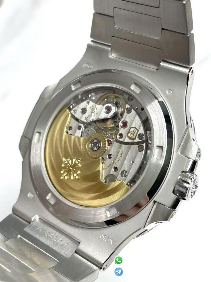 CNC Superb Iced Out Nautilus 5711 Green Diamonds Bezel Coating Lab Diamonds on 18K white gold Case Bracelet Genuine 324 Movement 08