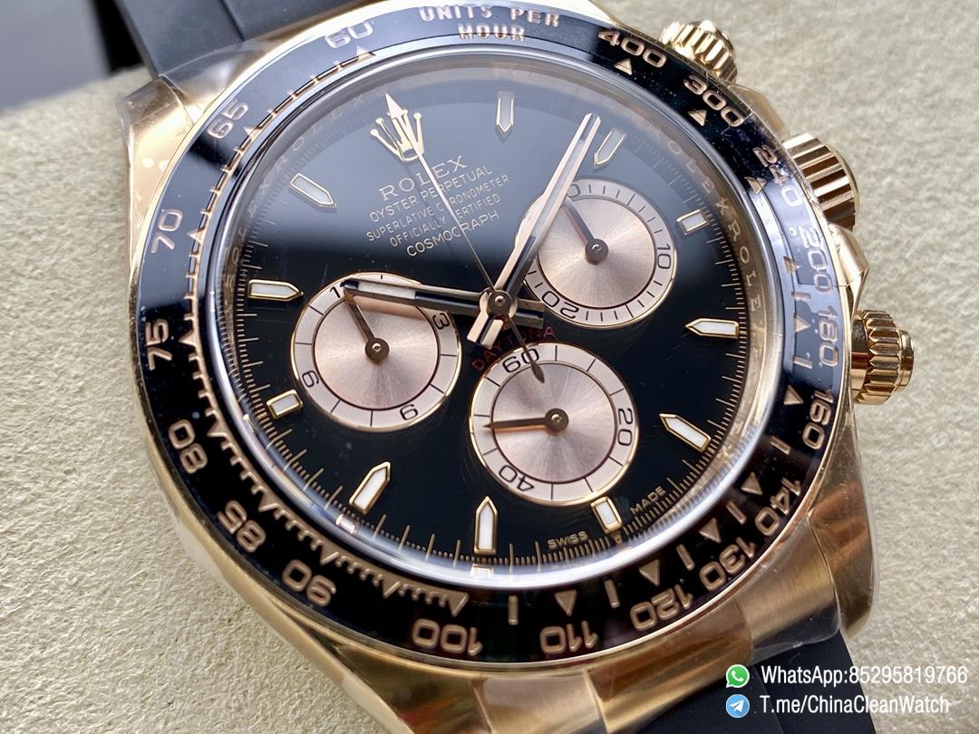 Clean Factory Daytona 126515LN 18K Rose Gold Plated Case Black and Rose Gold Dial Oysterflex Strap SH4131 03 Clean Factory Daytona 126515LN 18K Rose Gold Plated Case Black and Rose Gold Dial Oysterflex Strap SH4131 03
