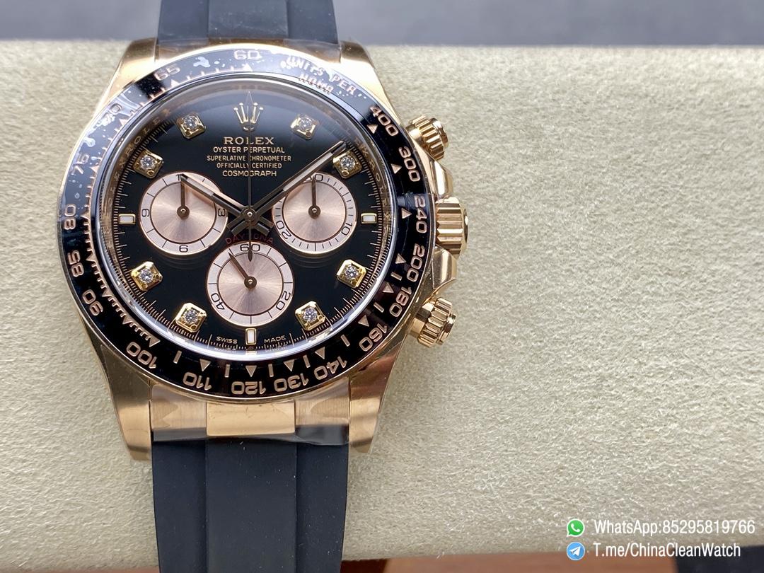 Clean Factory Rolex Daytona 126515LN Black Dial with Diamonds Markers 18K Rose Gold Case Oysterflex Strap SH4131 Movement 01 Clean Factory Rolex Daytona 126515LN Black Dial with Diamonds Markers 18K Rose Gold Case Oysterflex Strap SH4131 Movement 01