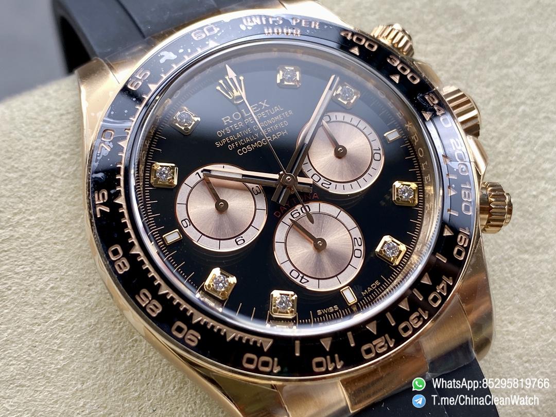 Clean Factory Rolex Daytona 126515LN Black Dial with Diamonds Markers 18K Rose Gold Case Oysterflex Strap SH4131 Movement 02 Clean Factory Rolex Daytona 126515LN Black Dial with Diamonds Markers 18K Rose Gold Case Oysterflex Strap SH4131 Movement 02