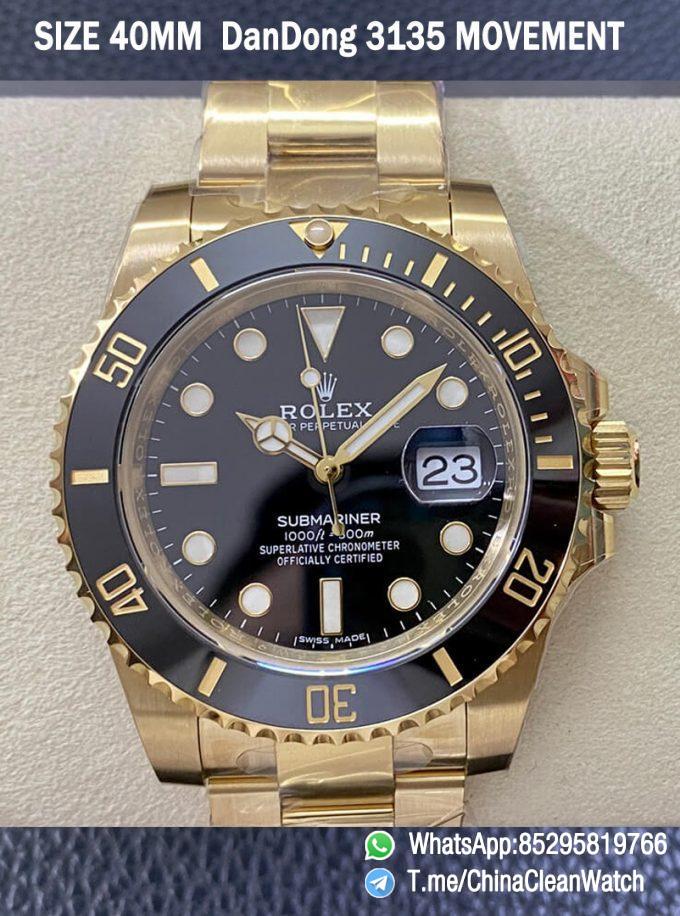 VS Factory Submariner 116618LN 40mm Black Dial Ceramic Bezel Full Yellow Gold 00