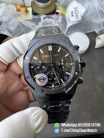APS Factory Super Clone AP Royal Oak Chrono 26240 Black Dial Black Ceramic Case and Bracelet SuperClone 4401 Movement 01