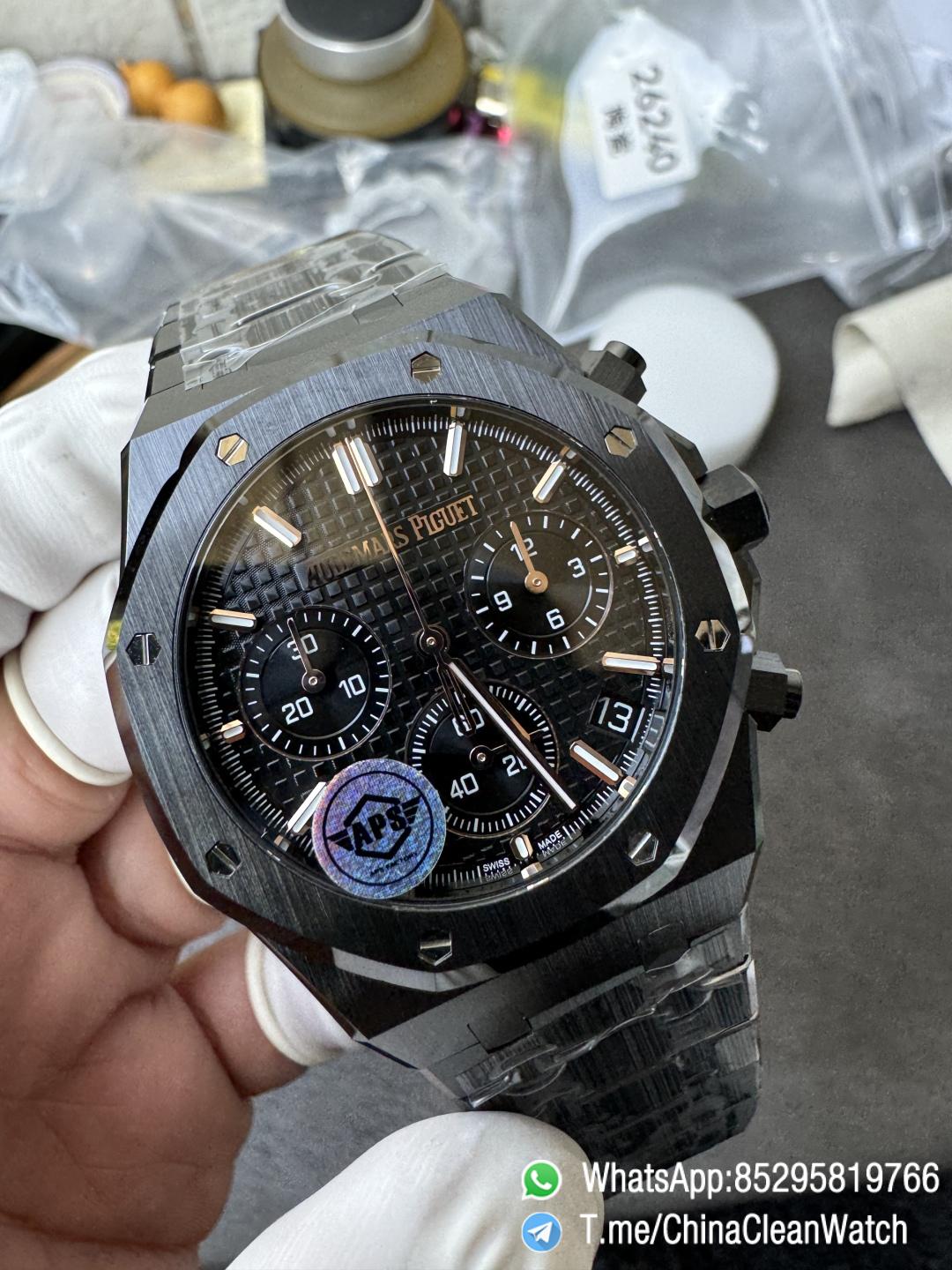 APS Factory Super Clone AP Royal Oak Chrono 26240 Black Dial Black Ceramic Case and Bracelet SuperClone 4401 Movement 03 APS Factory Super Clone AP Royal Oak Chrono 26240 Black Dial Black Ceramic Case and Bracelet SuperClone 4401 Movement 03