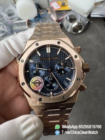 APS Factory Super Clone AP Royal Oak Chrono 26240 Blue Dial on Rose Gold Case and Bracelet SuperClone 4401 Movement 01