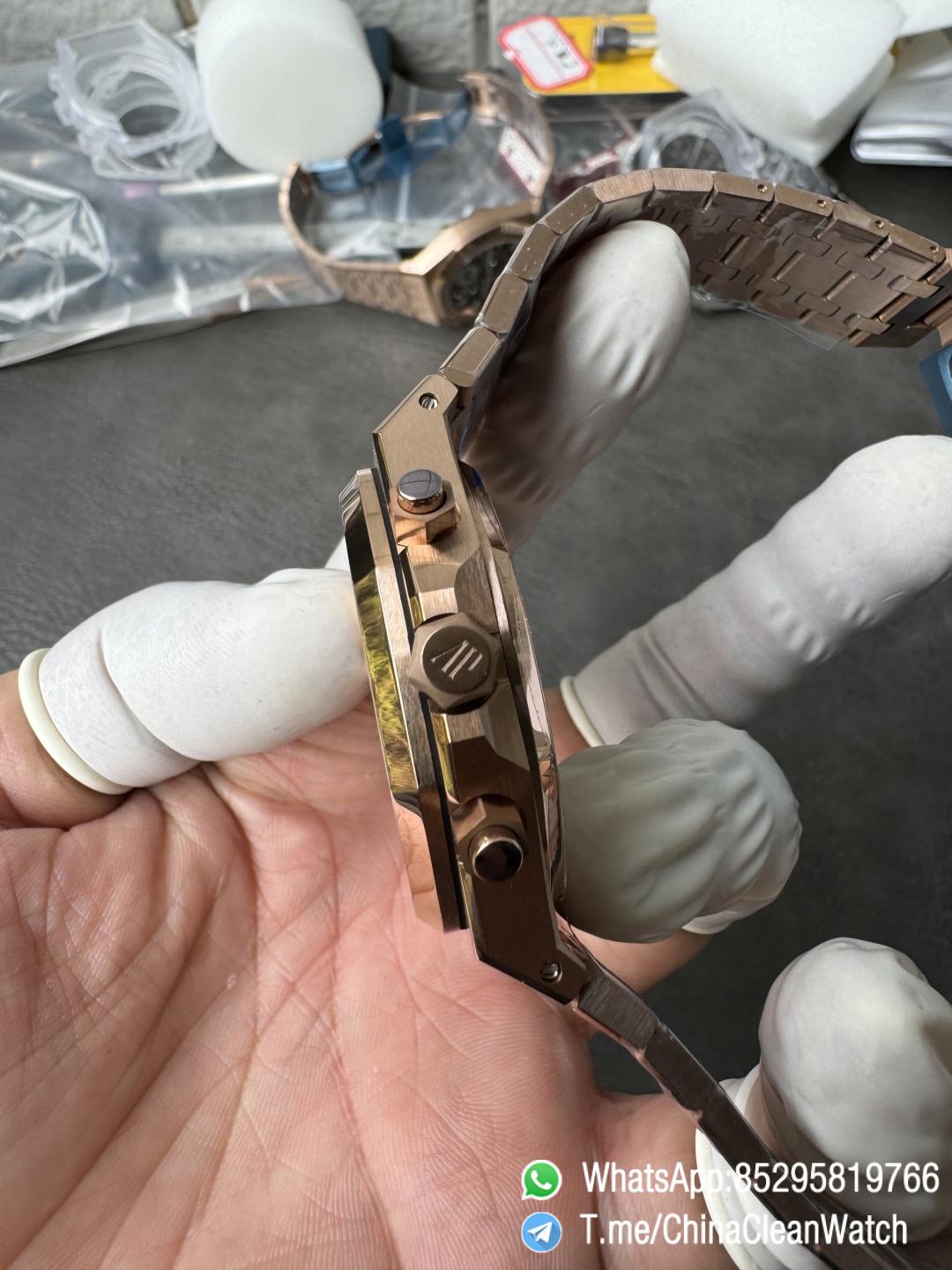 APS Factory Super Clone AP Royal Oak Chrono 26240 Blue Dial on Rose Gold Case and Bracelet SuperClone 4401 Movement 07 APS Factory Super Clone AP Royal Oak Chrono 26240 Blue Dial on Rose Gold Case and Bracelet SuperClone 4401 Movement 07