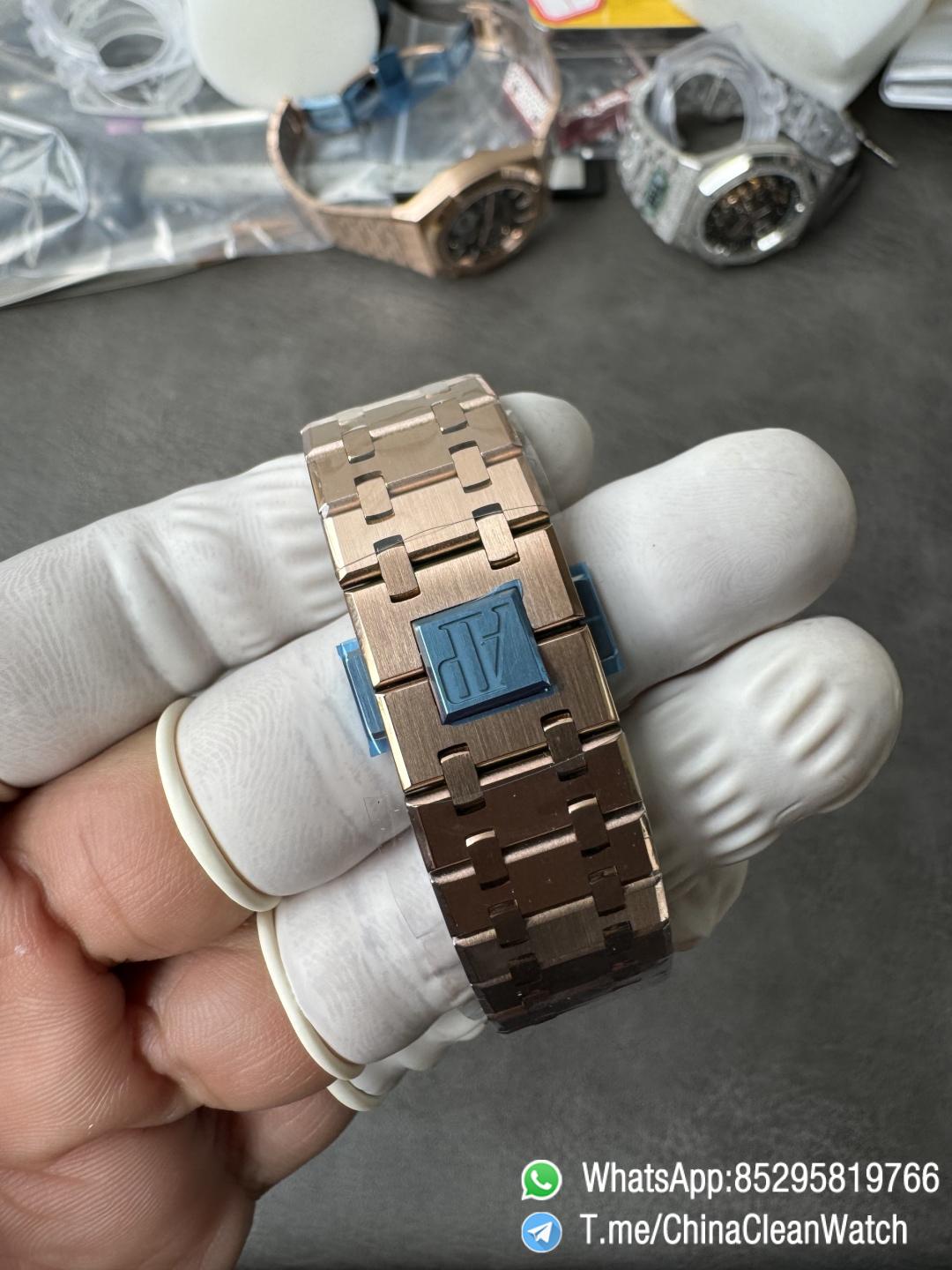 APS Factory Super Clone AP Royal Oak Chrono 26240 Blue Dial on Rose Gold Case and Bracelet SuperClone 4401 Movement 10 APS Factory Super Clone AP Royal Oak Chrono 26240 Blue Dial on Rose Gold Case and Bracelet SuperClone 4401 Movement 10