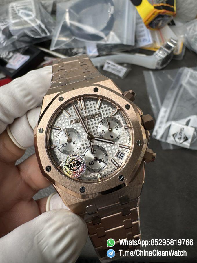 APS Factory Super Clone AP Royal Oak Chrono 26240 Silver Dial on Rose Gold Case and Bracelet SuperClone 4401 Movement 02