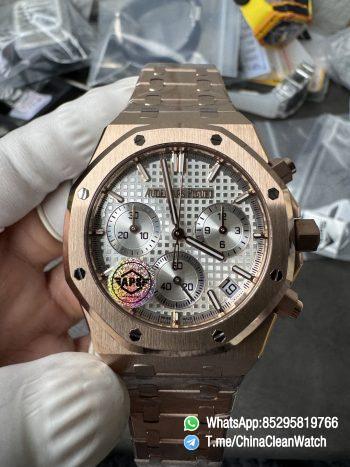 APS Factory Super Clone AP Royal Oak Chrono 26240 Silver Dial on Rose Gold Case and Bracelet SuperClone 4401 Movement 03