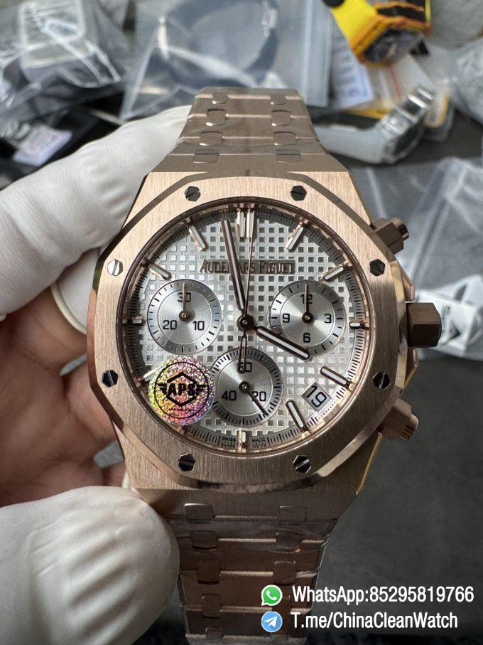 APS Factory Super Clone AP Royal Oak Chrono 26240 Silver Dial on Rose Gold Case and Bracelet SuperClone 4401 Movement 03
