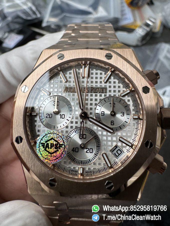 APS Factory Super Clone AP Royal Oak Chrono 26240 Silver Dial on Rose Gold Case and Bracelet SuperClone 4401 Movement 04