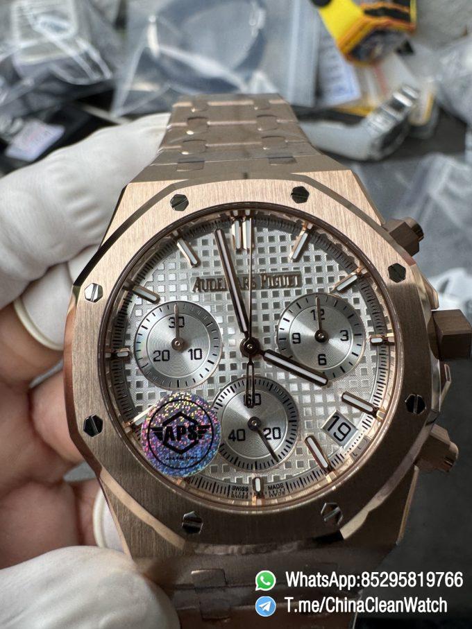 APS Factory Super Clone AP Royal Oak Chrono 26240 Silver Dial on Rose Gold Case and Bracelet SuperClone 4401 Movement 05