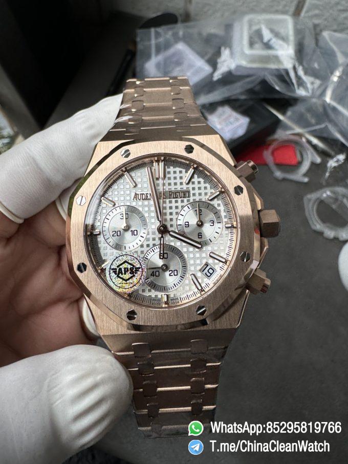 APS Factory Super Clone AP Royal Oak Chrono 26240 Silver Dial on Rose Gold Case and Bracelet SuperClone 4401 Movement 07