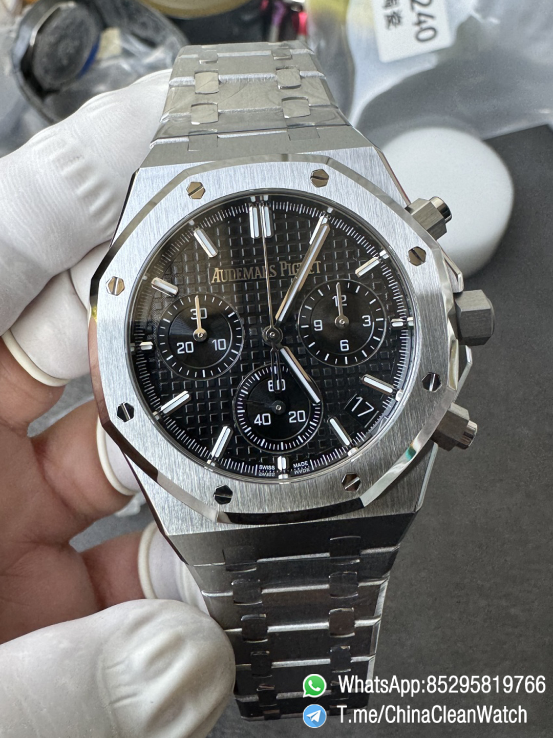 APS Factory Super Clone Royal Oak Chrono 26240 Black Dial on Stainless Steel Case and Bracelet SuperClone 4401 Movement 00 APS Factory Super Clone Royal Oak Chrono 26240 Black Dial on Stainless Steel Case and Bracelet SuperClone 4401 Movement 00