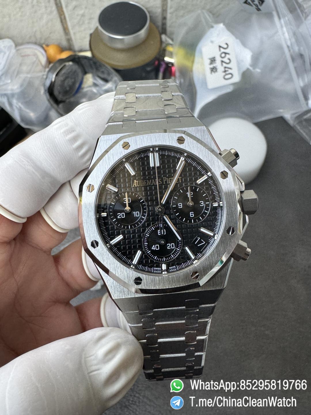 APS Factory Super Clone Royal Oak Chrono 26240 Black Dial on Stainless Steel Case and Bracelet SuperClone 4401 Movement 02 APS Factory Super Clone Royal Oak Chrono 26240 Black Dial on Stainless Steel Case and Bracelet SuperClone 4401 Movement 02