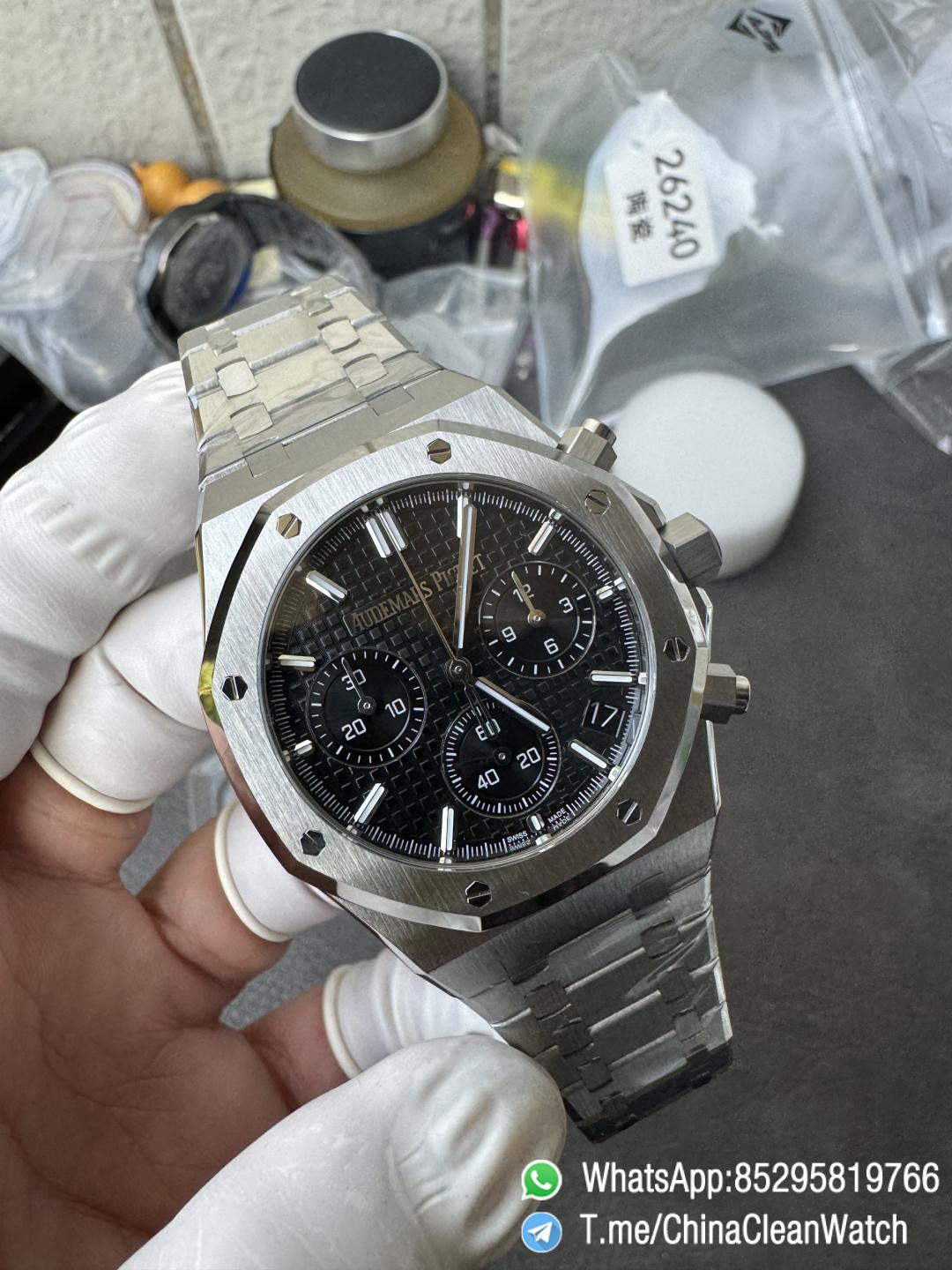 APS Factory Super Clone Royal Oak Chrono 26240 Black Dial on Stainless Steel Case and Bracelet SuperClone 4401 Movement 03 APS Factory Super Clone Royal Oak Chrono 26240 Black Dial on Stainless Steel Case and Bracelet SuperClone 4401 Movement 03