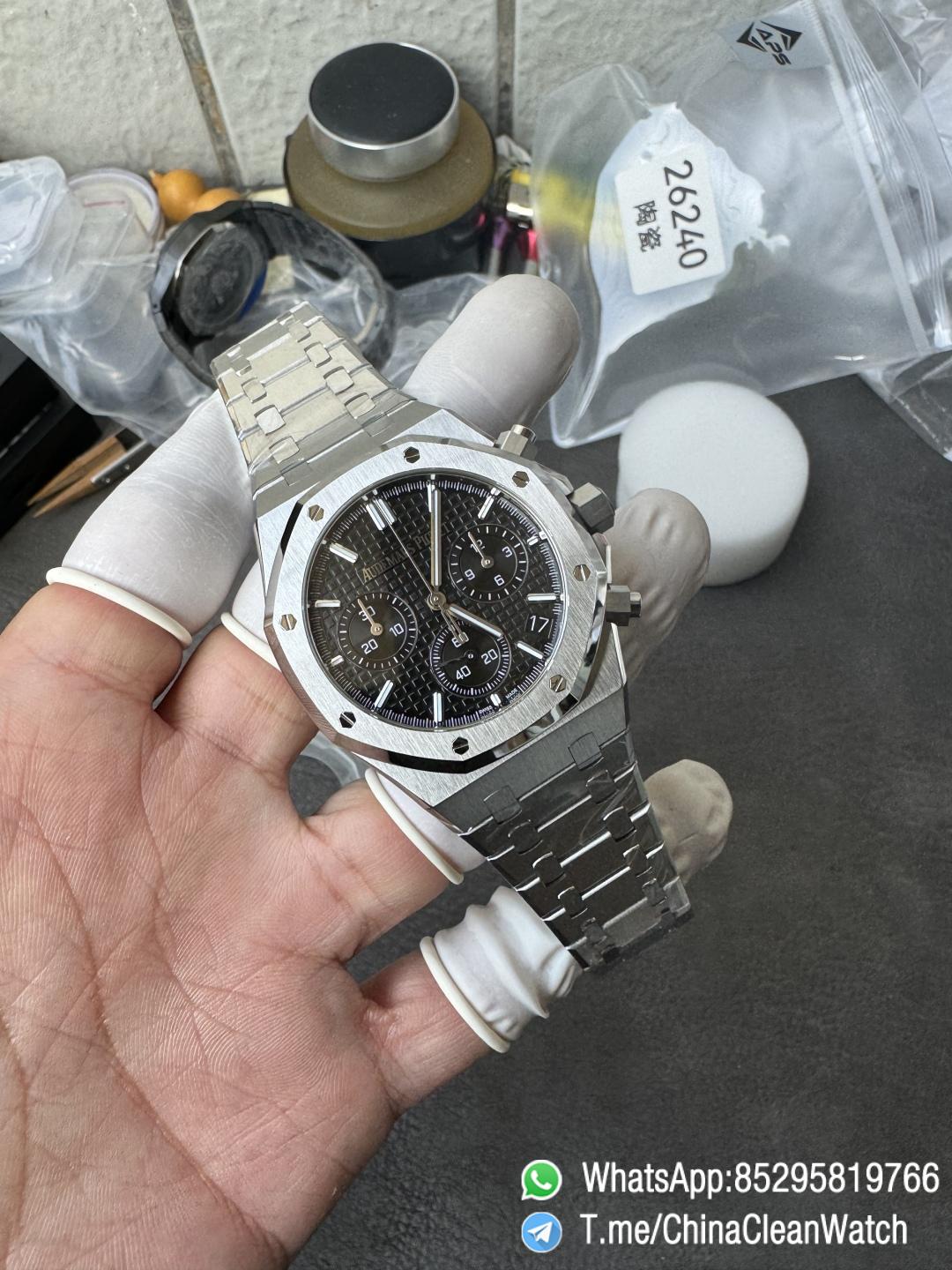 APS Factory Super Clone Royal Oak Chrono 26240 Black Dial on Stainless Steel Case and Bracelet SuperClone 4401 Movement 04 APS Factory Super Clone Royal Oak Chrono 26240 Black Dial on Stainless Steel Case and Bracelet SuperClone 4401 Movement 04
