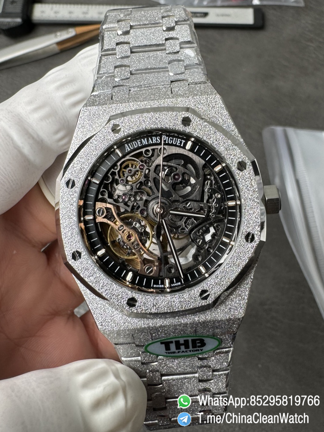 THB Factory Super Clone Royal Oak Openworked 15407 41mm Skeleton Dial Frosted Stainless Steel Case and Bracelet SA3132 V2 05 THB Factory Super Clone Royal Oak Openworked 15407 41mm Skeleton Dial Frosted Stainless Steel Case and Bracelet SA3132 V2 05