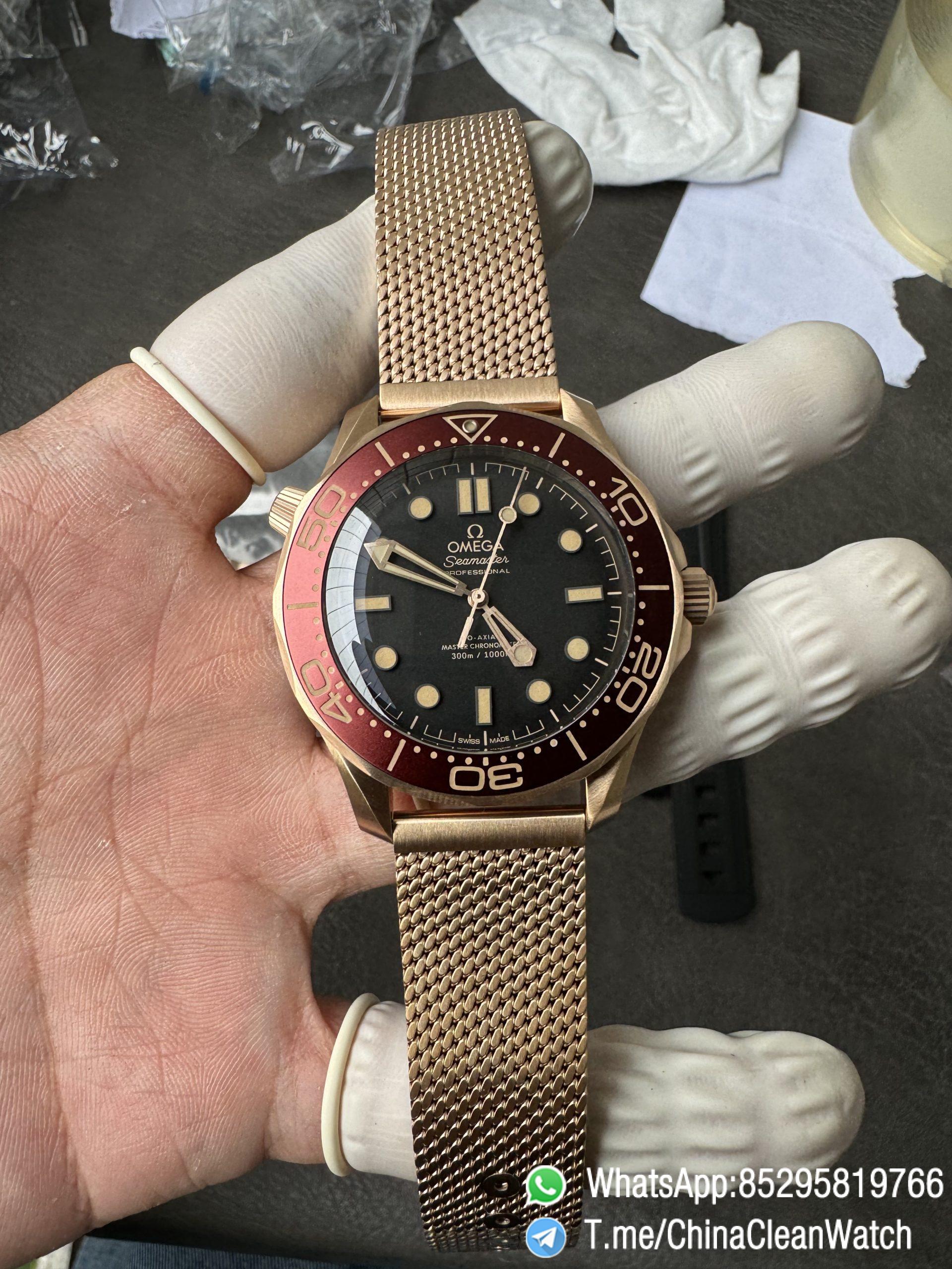 VS Factory Omega Seamaster Diver 300M Black Dial Burgundy Bezel Bronze Gold Case and Mesh Bracelet A8806 Movement 03 VS Factory Omega Seamaster Diver 300M Black Dial Burgundy Bezel Bronze Gold Case and Mesh Bracelet A8806 Movement 03