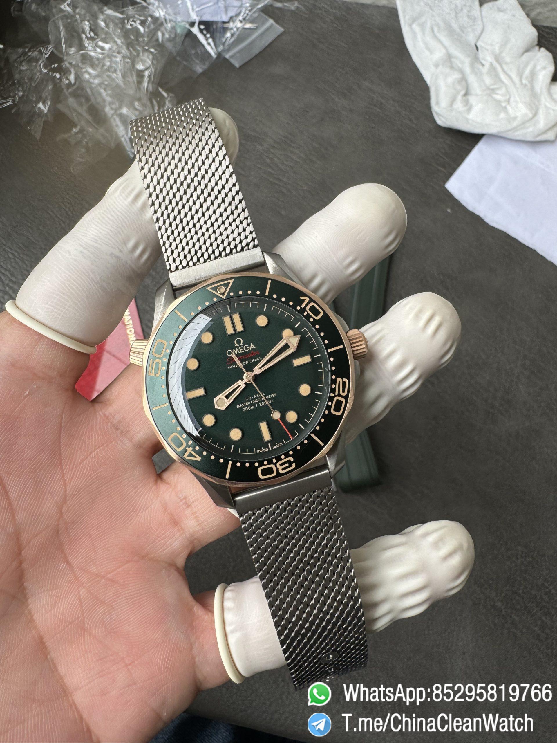 VSF Omega Seamaster Diver 300M 42mm Green Dial Titanium Bronze Gold Case Titanium Mesh Bracelet SuperClone 8806 Movement 03 VSF Omega Seamaster Diver 300M 42mm Green Dial Titanium Bronze Gold Case Titanium Mesh Bracelet SuperClone 8806 Movement 03