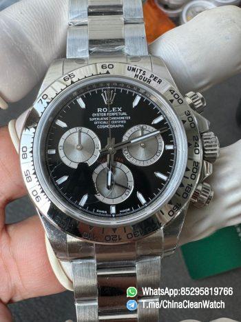 Clean Factory Authorized Store VSF Daytona 126509 Black Dial Luminous Hour Markers Silver Chrono Sub Dial 904L Steel Case Oyster Bracelet DD4131 Caliber 00