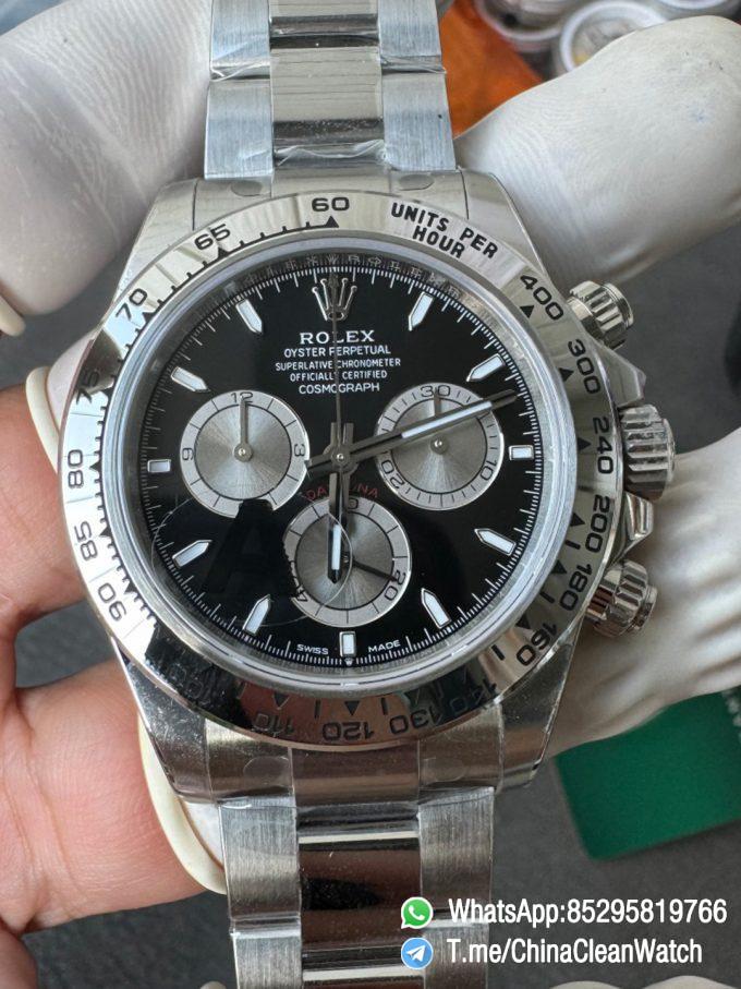 Clean Factory Authorized Store VSF Daytona 126509 Black Dial Luminous Hour Markers Silver Chrono Sub Dial 904L Steel Case Oyster Bracelet DD4131 Caliber 00