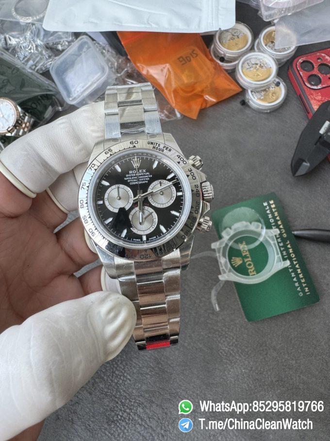 Clean Factory Authorized Store VSF Daytona 126509 Black Dial Luminous Hour Markers Silver Chrono Sub Dial 904L Steel Case Oyster Bracelet DD4131 Caliber 01