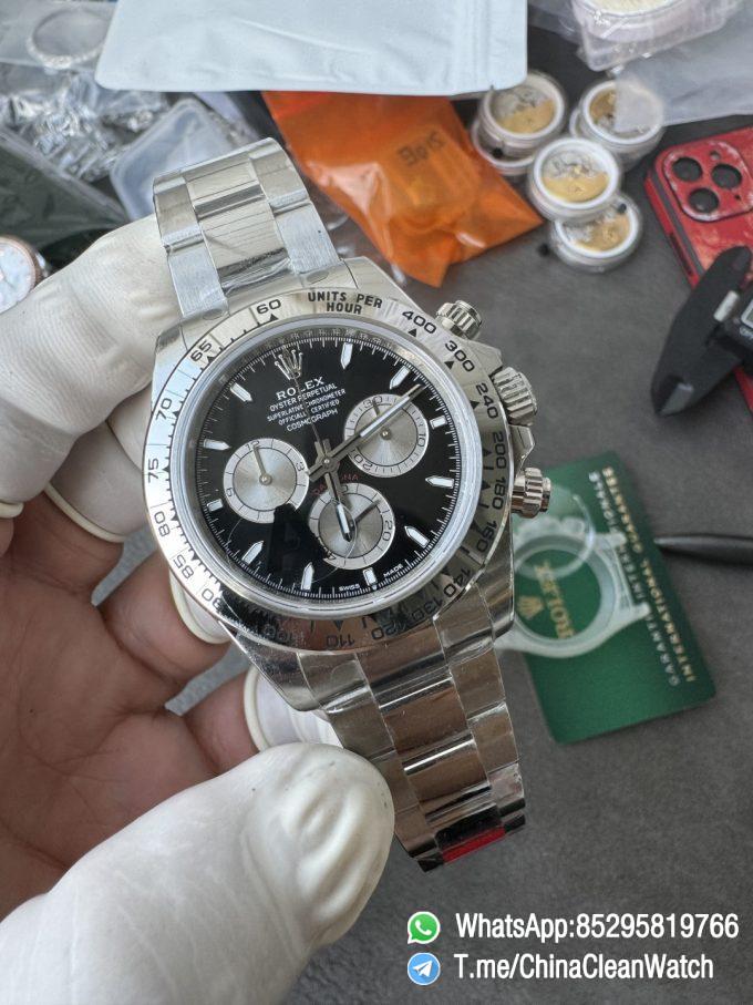 Clean Factory Authorized Store VSF Daytona 126509 Black Dial Luminous Hour Markers Silver Chrono Sub Dial 904L Steel Case Oyster Bracelet DD4131 Caliber 02