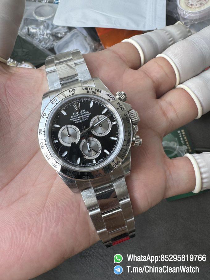 Clean Factory Authorized Store VSF Daytona 126509 Black Dial Luminous Hour Markers Silver Chrono Sub Dial 904L Steel Case Oyster Bracelet DD4131 Caliber 04