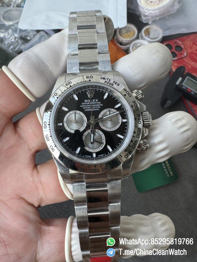 Clean Factory Authorized Store VSF Daytona 126509 Black Dial Luminous Hour Markers Silver Chrono Sub Dial 904L Steel Case Oyster Bracelet DD4131 Caliber 05