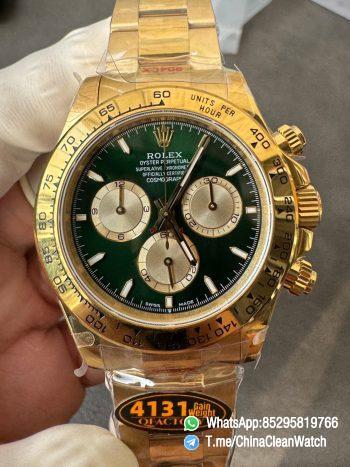 Clean Factory Certified Store QF Gain Weight Daytona 126508 Green Dial 18K Yellow Gold Plated Case and Oyster Bracelet Blue Luminous Indexs DD4131 Movement 00