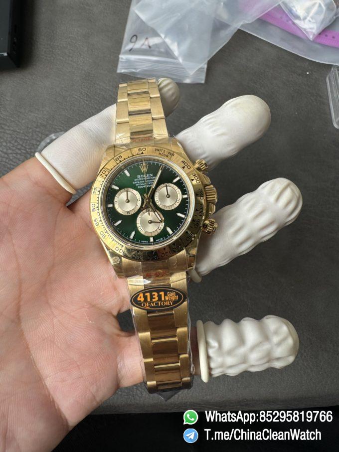 Clean Factory Certified Store QF Gain Weight Daytona 126508 Green Dial 18K Yellow Gold Plated Case and Oyster Bracelet Blue Luminous Indexs DD4131 Movement 01