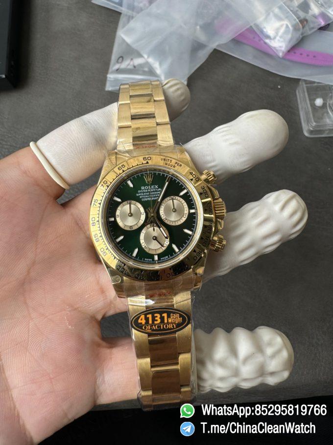 Clean Factory Certified Store QF Gain Weight Daytona 126508 Green Dial 18K Yellow Gold Plated Case and Oyster Bracelet Blue Luminous Indexs DD4131 Movement 03