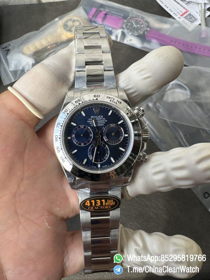 Clean Factory Certified Store QF Gain Weight Daytona 126509 Bright Blue Dial Blue Luminous Indexs 904L Stainless Steel Case and Oyster Bracelet DD4131 Movement 04